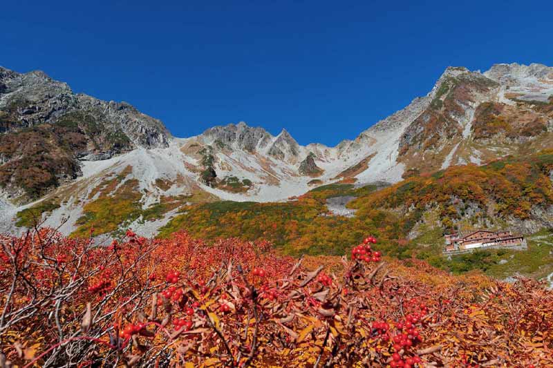 日本一の紅葉と言われる涸沢の紅葉と奥上高地のイメージ画像